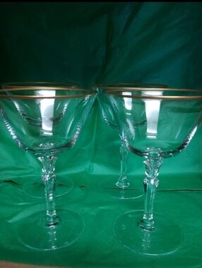 Fostoria Gold Trimed Champagne Glasses Set Off 4...B30